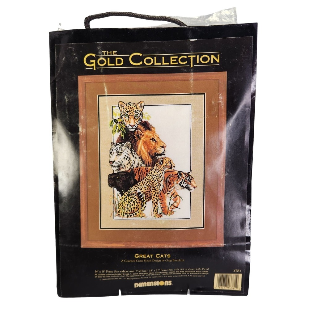 Dimensions Gold Collection Great Cats Cross Stitch Kit Lion Tiger Leopard New